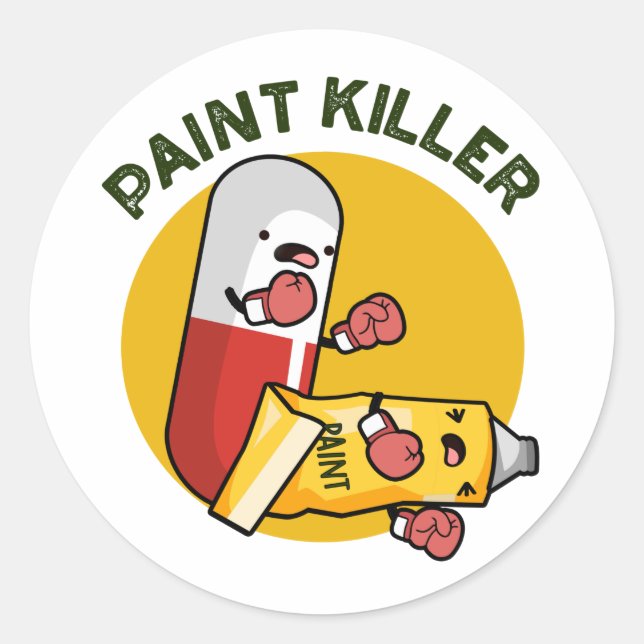 Paint Killer Funny Pill Puff Runder Aufkleber (Vorderseite)