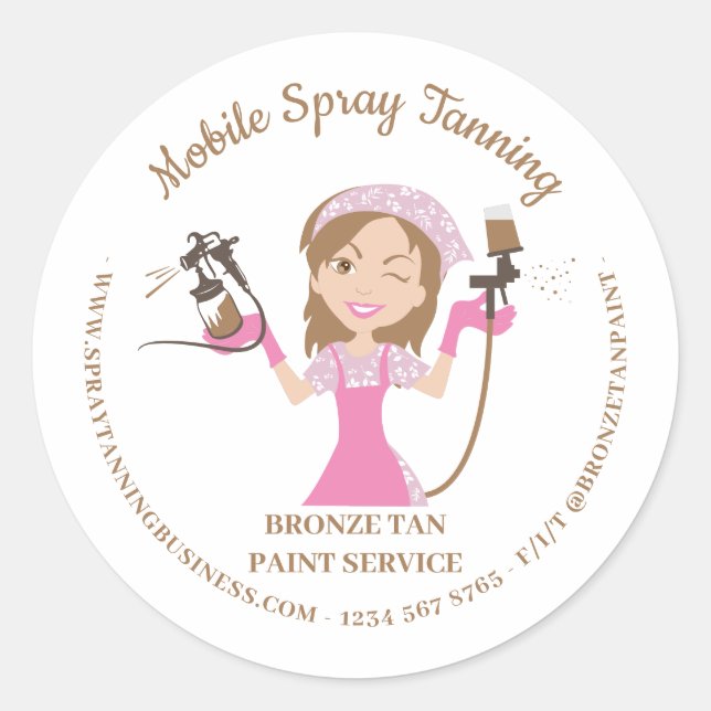 Paint Lady Boss des mobilen Tanning Spray Body Runder Aufkleber (Vorderseite)