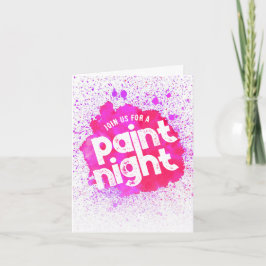 Paint Night Birthday Folded Einladung - Pink