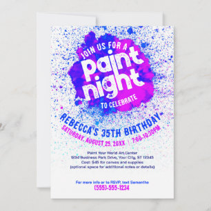 Paint Night Birthday Invite - Blue Einladung