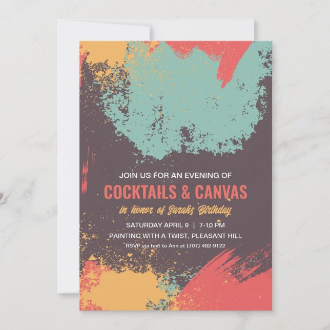 Paint Night Birthday Party Einladung (Vorderseite)