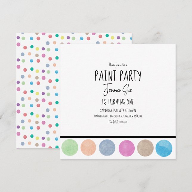 Paint Party Aquarell Palette Art Geburtstag Dankeskarte (Vorne/Hinten)