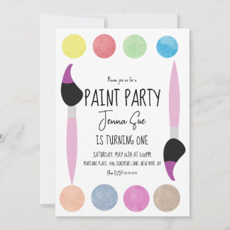 Paint Party Aquarellfarbenpalette Erster Geburtsta Einladung