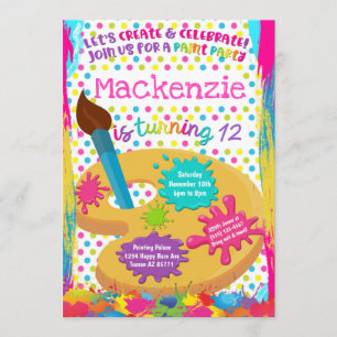 Paint Party Art Malerei Geburtstag Einladungen