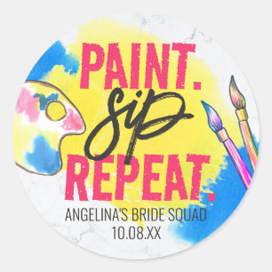 Paint Party Bride Squad Bachelorette Party Runder Aufkleber