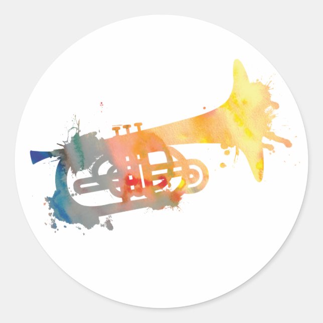 Paint Platsch Mellophone Runder Aufkleber (Vorderseite)