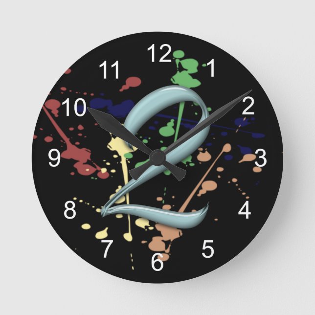 Paint Platsch Runde Wanduhr (Vorderseite)