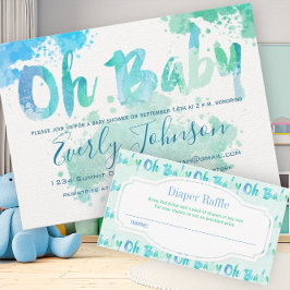 Paint Platsch Watercolor Baby Shower Einladungen