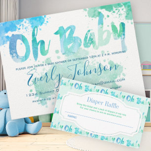 Paint Platsch Watercolor Baby Shower Einladungen