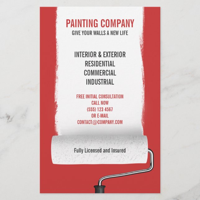 Paint Roller Painting Company Contractor Flyer (Vorne)