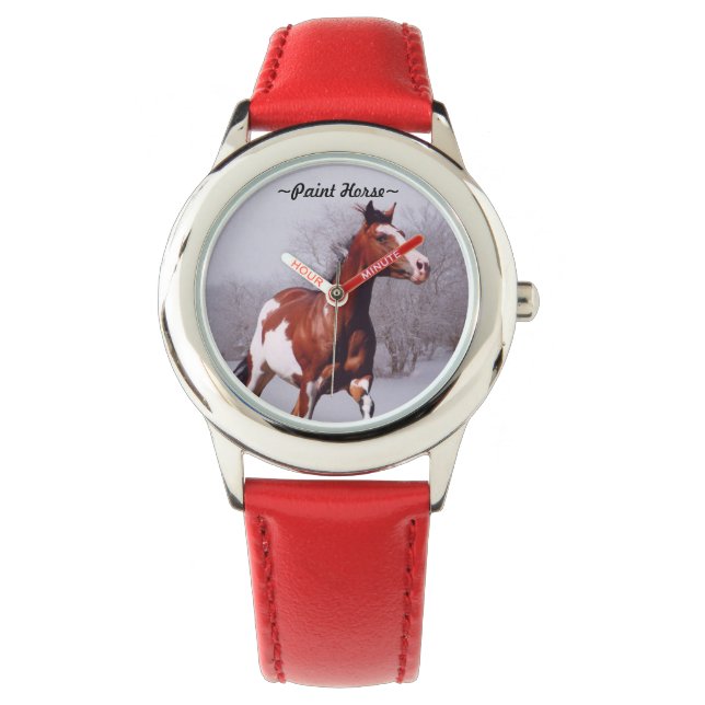 Paint Ross Galopp durch Schnee Beobachten Armbanduhr (Vorderseite)