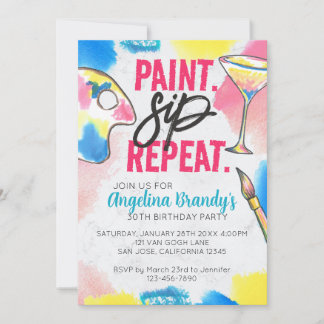 Paint & Sip 30. Geburtstag Art Party Marmor Einladung