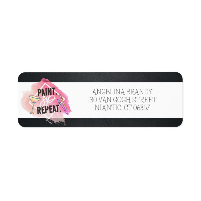 Paint & Sip Chalkboard Bachelorette Rücksendeadres (Vorne)