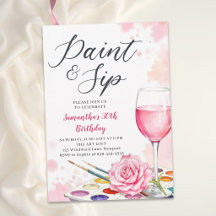 Paint Sip Weinparty Aquarell Rose 30. Geburtstag