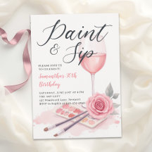 Paint Sip Weinparty Blush Rosa Rose 30. Geburtstag