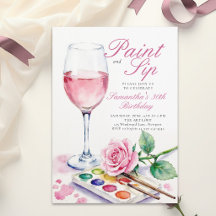 Paint Sip Weinparty Rose Floral 30. Geburtstag