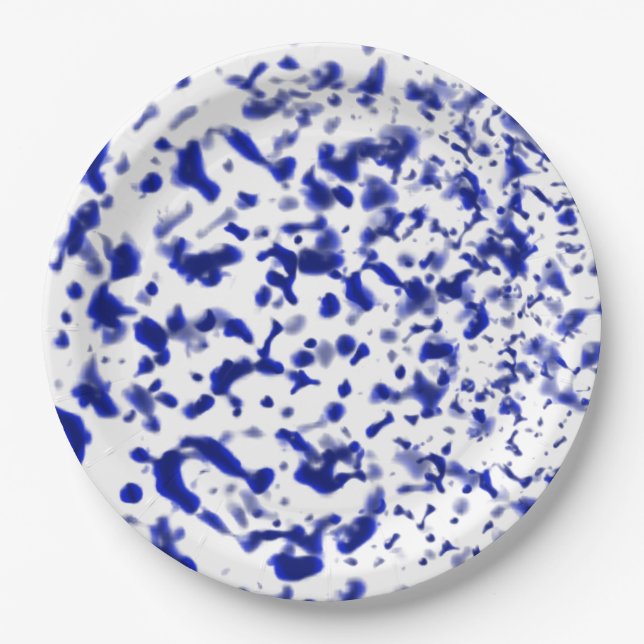 Paint Spatter Blue Pappteller (Vorderseite)