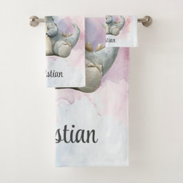 Paint Splash Adorable Dinosaur Babydusche Geschenk Badhandtuch Set