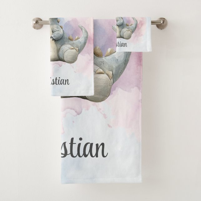 Paint Splash Adorable Dinosaur Babydusche Geschenk Badhandtuch Set (Insitu)