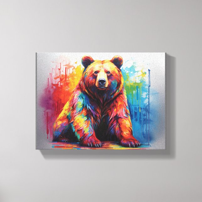 Paint Splash Bear Leinwanddruck (Vorderseite)