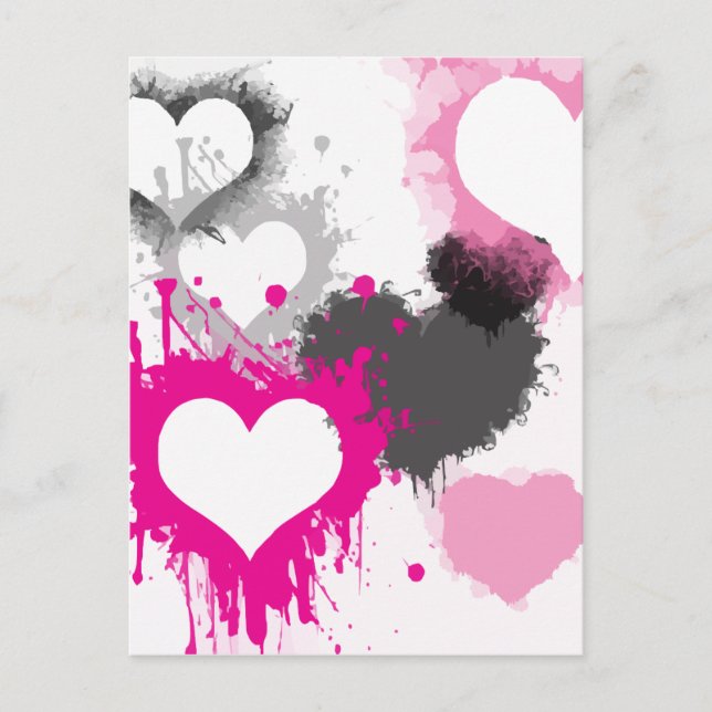 Paint Splash Herzmuster Postkarte (Vorderseite)