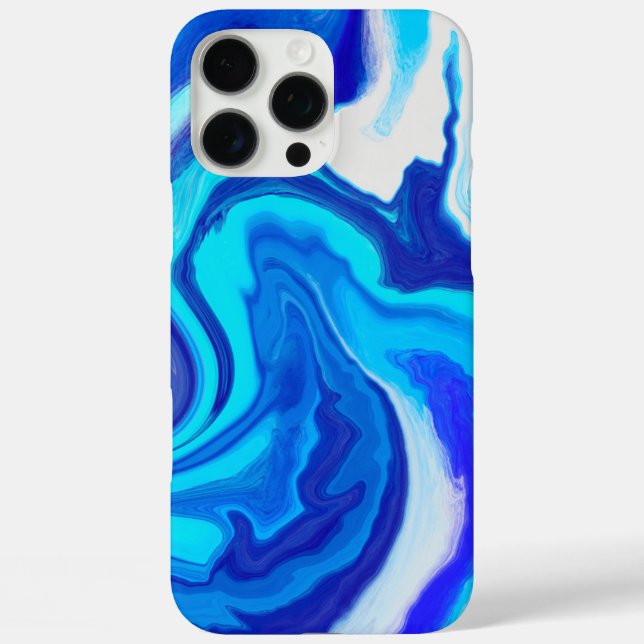 Paint Splash iPhone Case mit blau-weißem Marmor (Rückseite)