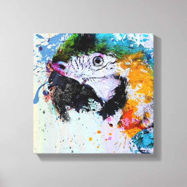 Paint Splash Parrot | Canvas Print Leinwanddruck (Vorderseite)