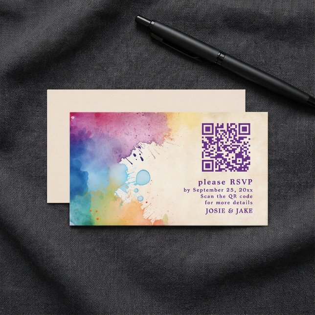 Paint splash UAWG QR Code Enclosure Card Begleitkarte (Paint splashes RSVP QR Code Enclosure Card.)