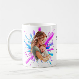 Paint Splashes Blue Pink Mama Baby Foto Kaffeetasse