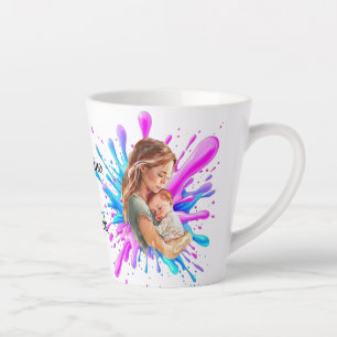 Paint Splashes Blue Pink Mama Baby Foto Milchtasse