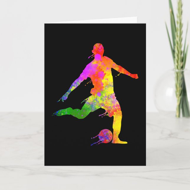 Paint Splashes Soccer Lover Graphic Soccer Player Karte (Vorderseite)