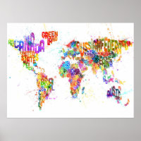 Paint Splashes Text Map of the World
