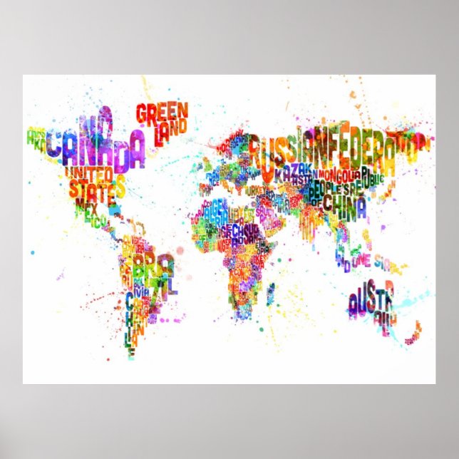 Paint Splashes Text Map of the World Poster (Vorne)