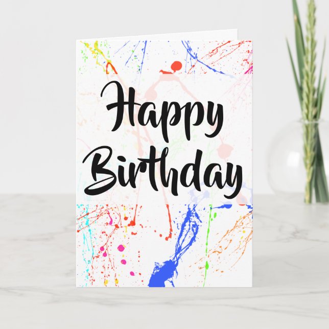 Paint Splats Happy Birthday Card Karte (Vorderseite)