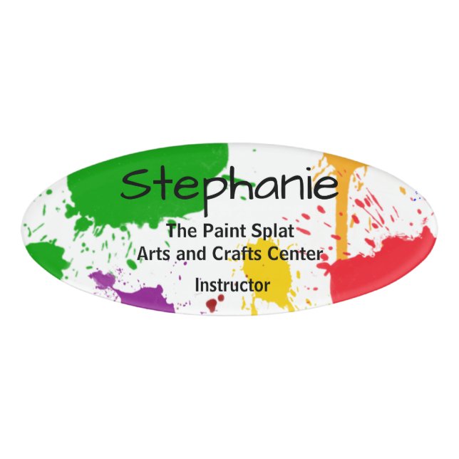 Paint Splats Personalisiert Namenschild (Vorderseite)