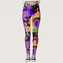 Paint Splatted Black Leggings