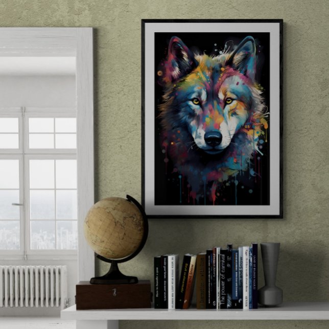 Paint splatted Wolf | Poster (Von Creator hochgeladen)