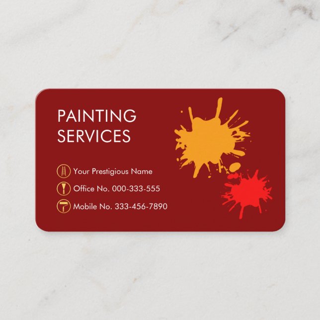 Paint Splatter Home Painting Painter Visitenkarte (Vorderseite)