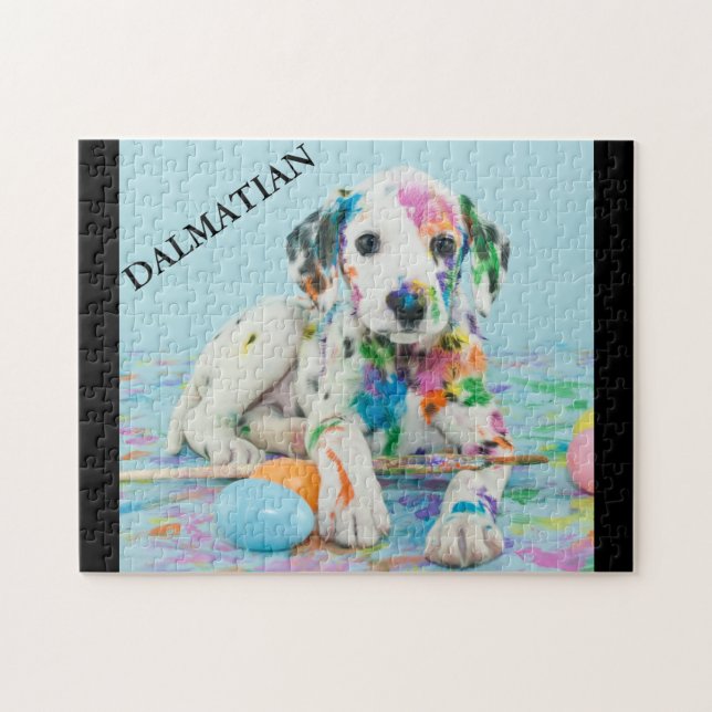 PAINT SPLATTERED DALMATINER PUPPY PUZZLE. JIGSAW P PUZZLE (Horizontal)
