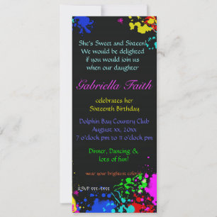 Paint Spritzer 16 . Geburtstag Custom Einladung