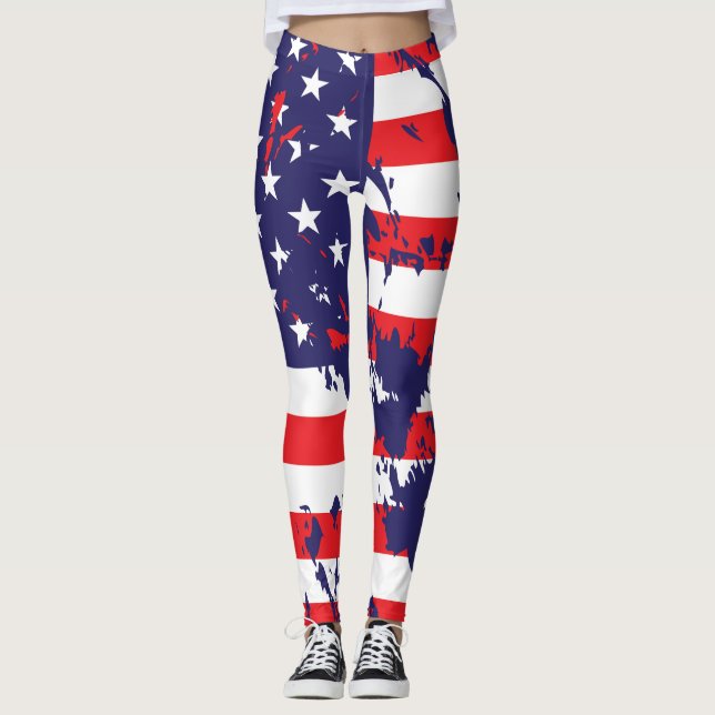 Paint Spritzer American Flag Leggings (Vorderseite)