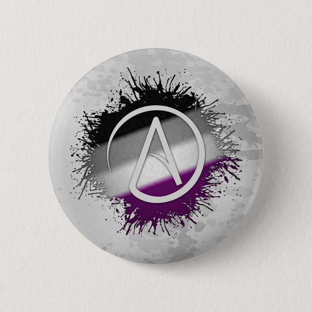 Paint Spritzer Asexual Prix Atheist Symbol Button (Vorderseite)