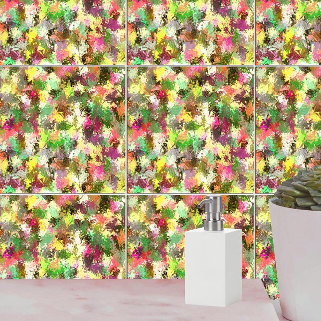 Paint Spritzer Autumn Color Blätter Abstrakt Fliese (Paint Splatter Autumn Color Leaves Abstract Ceramic Tile)