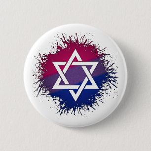 Paint Spritzer Bisexual Pride Star des David-Symbo Button
