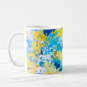 Paint Spritzer Blau und Gelb Kaffeetasse
