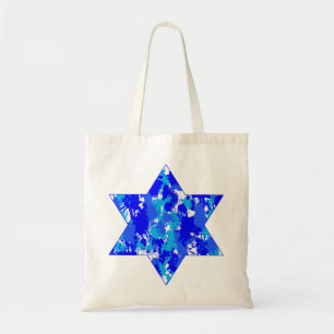 Paint Spritzer Blue Jewish Star Tragetasche