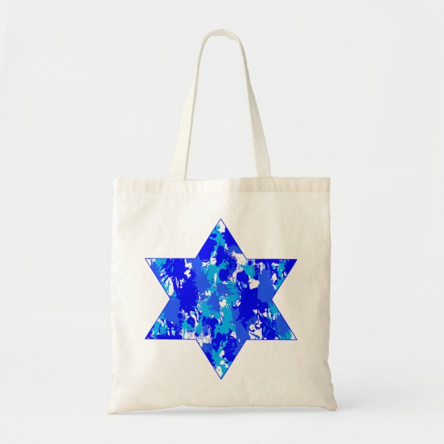 Paint Spritzer Blue Jewish Star Tragetasche (Vorne)