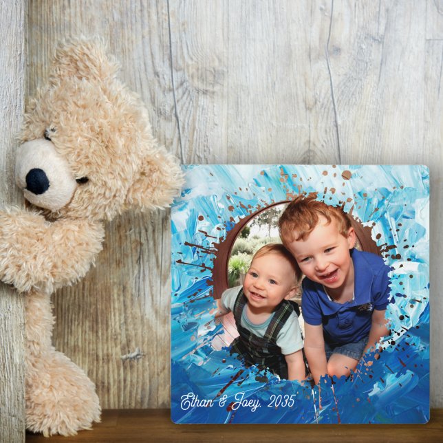 Paint Spritzer Blue Kids Foto Frame Fotoplatte (Von Creator hochgeladen)