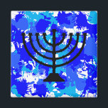 Paint Spritzer Blue Menorah Magnet<br><div class="desc">Paint Spritzer Blue menorah Magnet.</div>