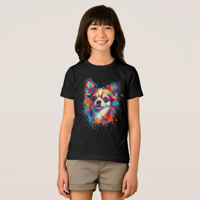 Paint Spritzer Chihuahua Tri-Blend Shirt (Vorderseite Voll)